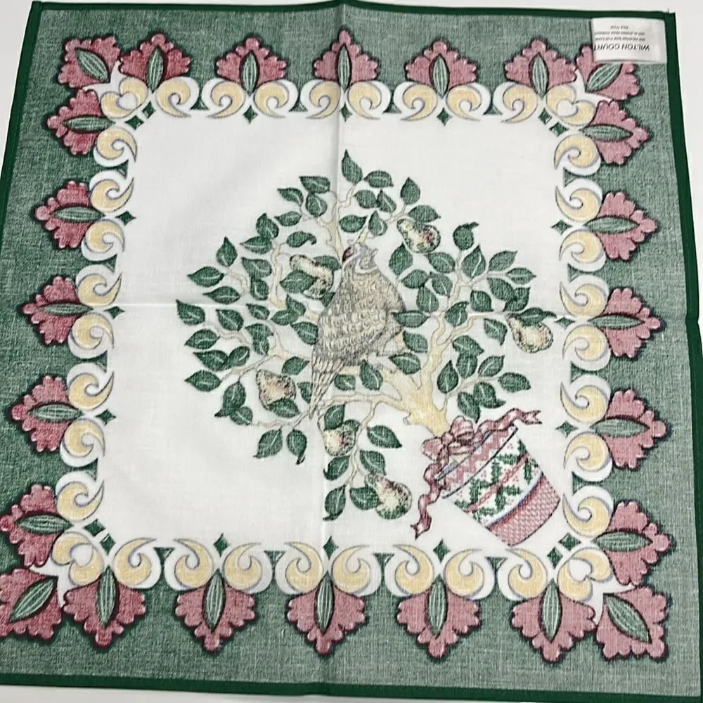 Wilton Court Cotton Cloth Napkins Partridge in A Pear Tree Christmas Table Decor
